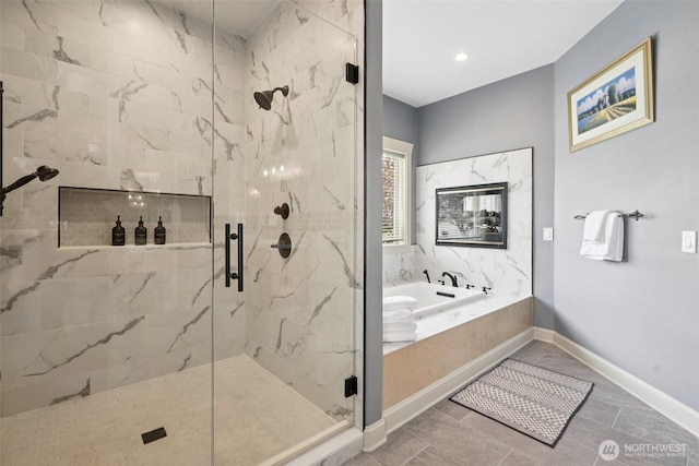 4706 NE 137th St NE, Vancouver, WA 98686 - bathroom with a bath and a marble finish shower
