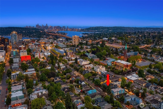 5235 11th Ave NE Unit A, Seattle, WA 98105 - aerial overview of property's location featuring nearby urban area and a nearby body of water