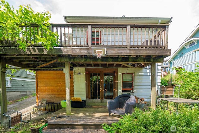 4228 1st Ave NE, Seattle, WA 98105 - back of house with a wooden deck and french doors