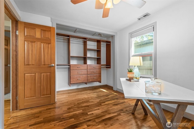 19515 7th Ave NE, Shoreline, WA 98155 - spacious closet featuring a ceiling fan and wood finished floors