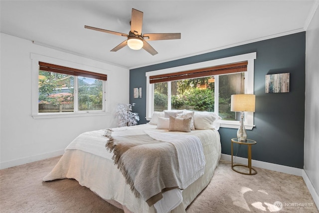 19515 7th Ave NE, Shoreline, WA 98155 - carpeted bedroom featuring ornamental molding and a ceiling fan