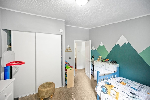 492 Hilltop Dr, Sedro Woolley, WA 98284 - bedroom with carpet flooring, a textured ceiling, and a closet