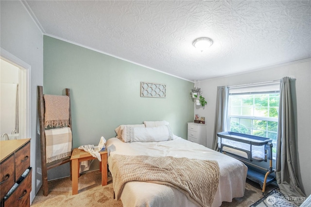 492 Hilltop Dr, Sedro Woolley, WA 98284 - bedroom with ornamental molding, light carpet, and lofted ceiling