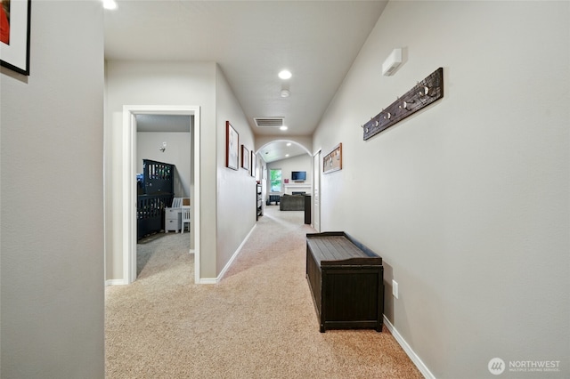 2134 Alco Ave, Walla Walla, WA 99362 - corridor featuring arched walkways, light carpet, and recessed lighting