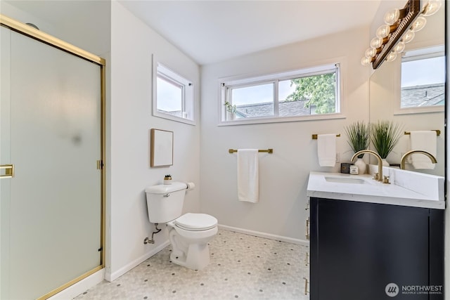 2801 NE 130th St Unit C101, Seattle, WA 98125 - bathroom featuring vanity, healthy amount of natural light, a shower stall, and tile patterned floors