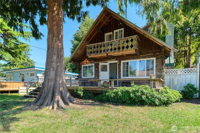 2111 Maple St, Point Roberts, WA 98281 - back of property with a deck, a chimney, and board and batten siding