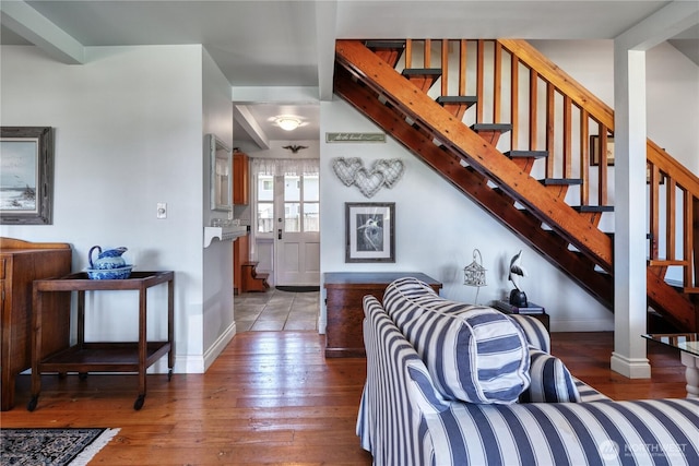 2111 Maple St, Point Roberts, WA 98281 - living area with light wood-type flooring and stairway
