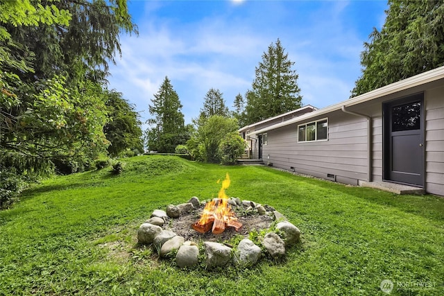10376 NE Winthers Rd, Bainbridge Island, WA 98110 - view of green lawn featuring a fire pit