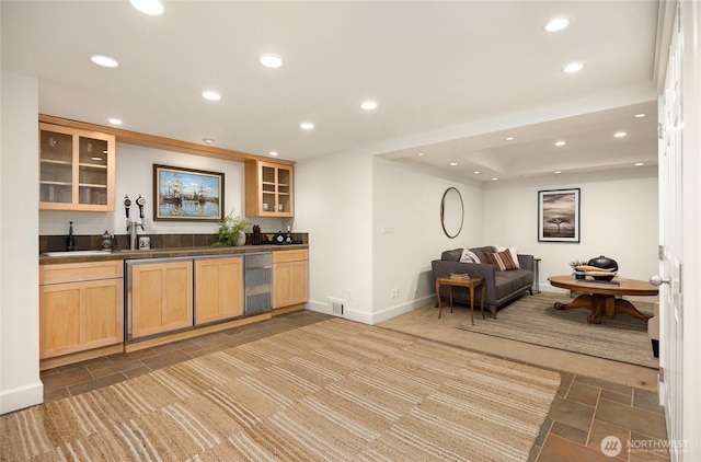 473 Glen Hollow Pl SW, Bainbridge Island, WA 98110 - indoor wet bar with recessed lighting and wine cooler
