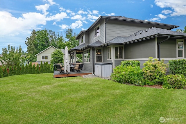 5417 Ocean Mist Loop, Blaine, WA 98230 - back of property featuring a wooden deck and a yard