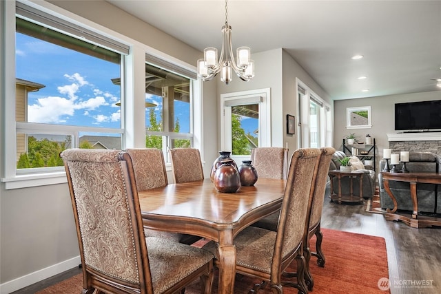 5417 Ocean Mist Loop, Blaine, WA 98230 - dining area featuring a chandelier, dark wood-style flooring, and recessed lighting