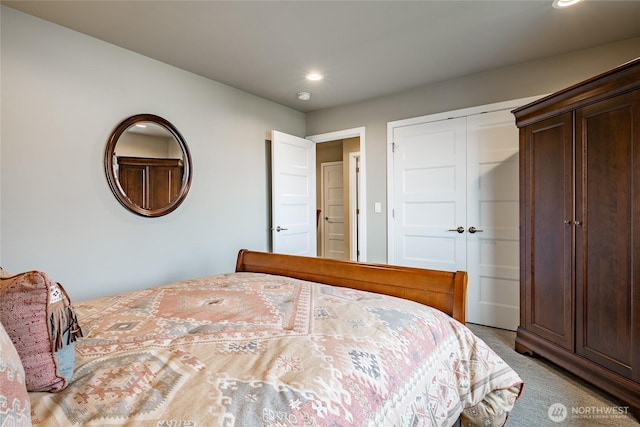 5417 Ocean Mist Loop, Blaine, WA 98230 - bedroom featuring recessed lighting, a closet, and light carpet