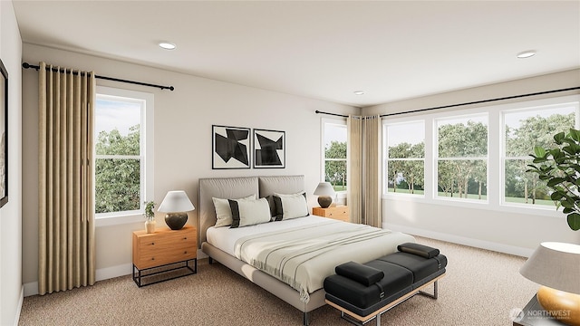 8517 137th Ave SE Unit 1, Newcastle, WA 98059 - bedroom with carpet floors, multiple windows, and recessed lighting