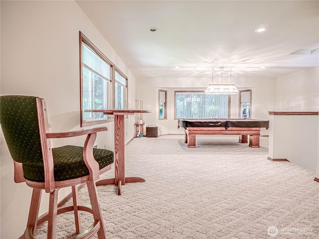 4616 140th St NW, Marysville, WA 98271 - rec room featuring carpet floors, recessed lighting, and billiards