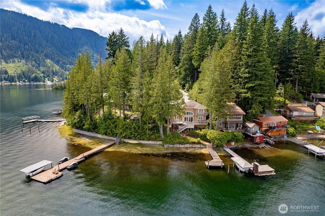 33571 Cliff Rd, Mount Vernon, WA 98274 - dock area featuring a view of trees and a water and mountain view
