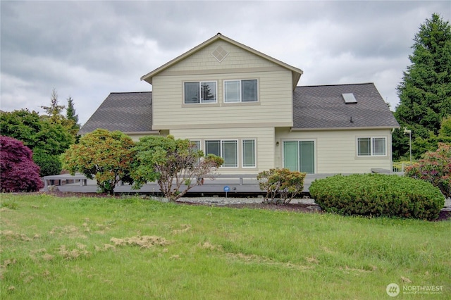 1218 Alpine View Dr, Mount Vernon, WA 98274 - back of property featuring a lawn and a shingled roof