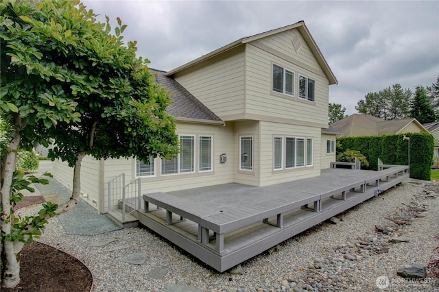 1218 Alpine View Dr, Mount Vernon, WA 98274 - rear view of property with a shingled roof and a wooden deck