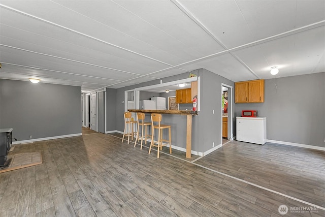 8283 Golden Valley Blvd, Maple Falls, WA 98266 - unfurnished living room featuring wood finished floors and a wood stove