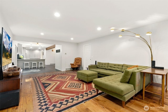 24016 SE 111th St, Issaquah, WA 98027 - living room with hardwood / wood-style floors and recessed lighting
