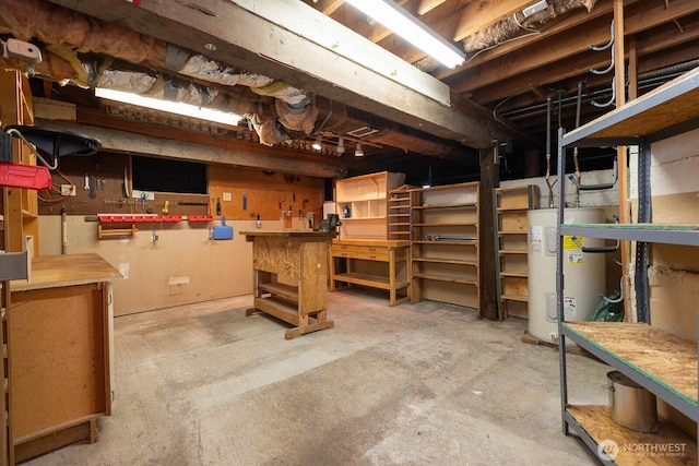 1108 123rd St S, Tacoma, WA 98444 - unfinished below grade area with electric water heater and a workshop area