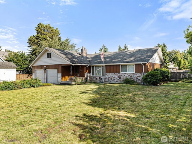 6702 120th St E, Puyallup, WA 98373 - single story home featuring a chimney, a garage, and board and batten siding