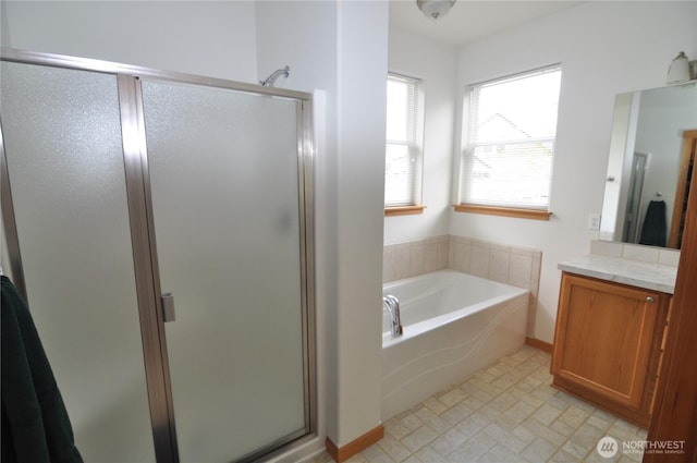 1750 Grand Ave, Mount Vernon, WA 98274 - full bath featuring vanity, a stall shower, and a bath