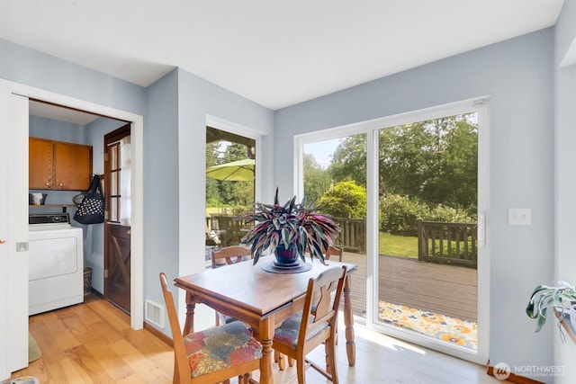 4623 224th St SE, Bothell, WA 98021 - dining space featuring washer / clothes dryer and light wood-type flooring