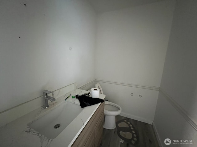 9525 S 221st Pl, Kent, WA 98031 - half bathroom featuring vanity and wood finished floors