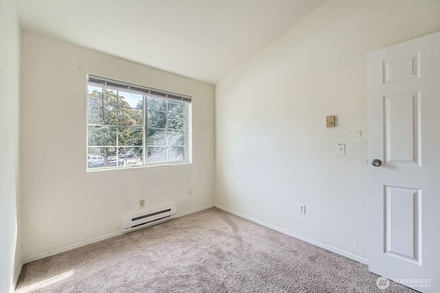 2100 S 336th St Unit M1, Federal Way, WA 98003 - unfurnished room with a baseboard radiator, carpet floors, and vaulted ceiling