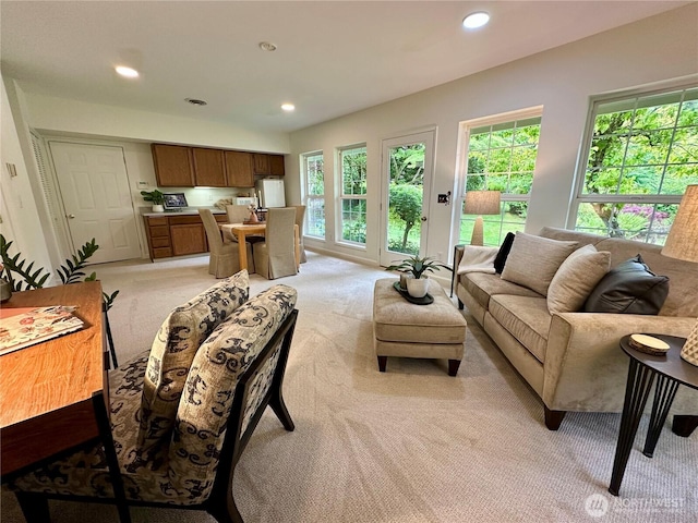 2285 Rusty Ln, Bellingham, WA 98229 - living room featuring light carpet and recessed lighting