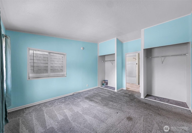 700 N Reed St Unit 101, Sedro Woolley, WA 98284 - unfurnished bedroom featuring a textured ceiling, carpet, and two closets