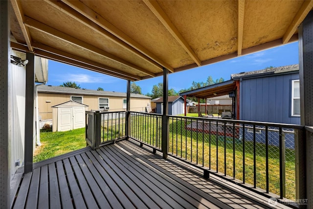 700 N Reed St Unit 101, Sedro Woolley, WA 98284 - wooden terrace with a storage shed and a residential view