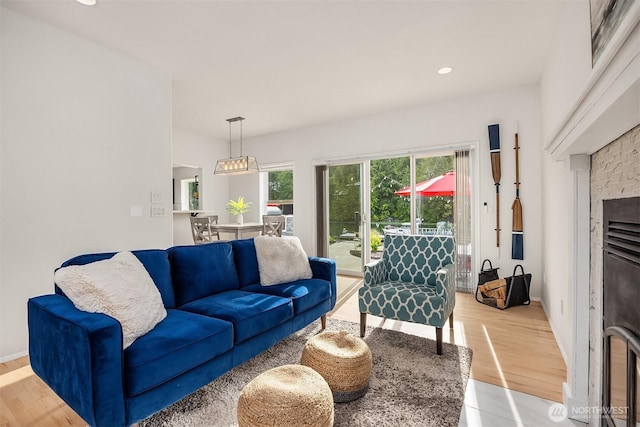 493 N Beach Dr, Port Ludlow, WA 98365 - living area featuring light wood-style flooring and recessed lighting