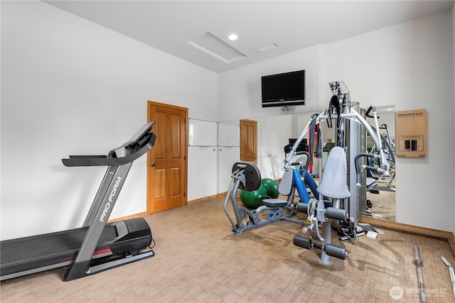 6068 E Hemmi Ln, Bellingham, WA 98226 - workout room with attic access and light carpet