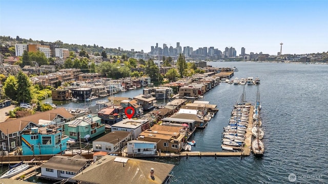 2727 Fairview Ave E Unit 12, Seattle, WA 98102 - drone / aerial view of skyline and a nearby body of water