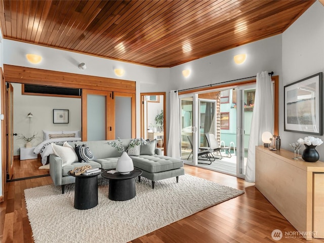 2727 Fairview Ave E Unit 12, Seattle, WA 98102 - living area with wood ceiling and wood finished floors
