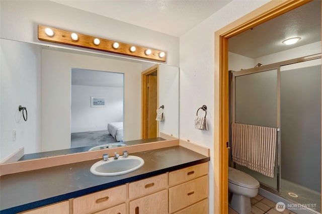 2314 140th Pl SE, Mill Creek, WA 98012 - full bath with a stall shower, ensuite bathroom, tile patterned floors, and vanity