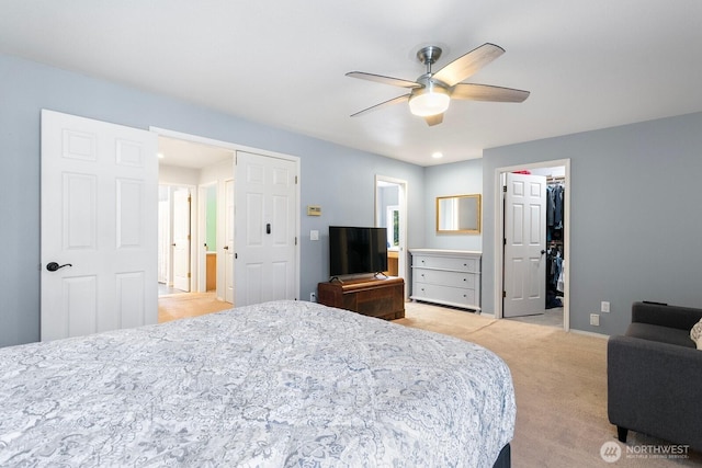 30308 104th Ave, Auburn, WA 98092 - bedroom featuring light carpet, a walk in closet, a ceiling fan, and a closet