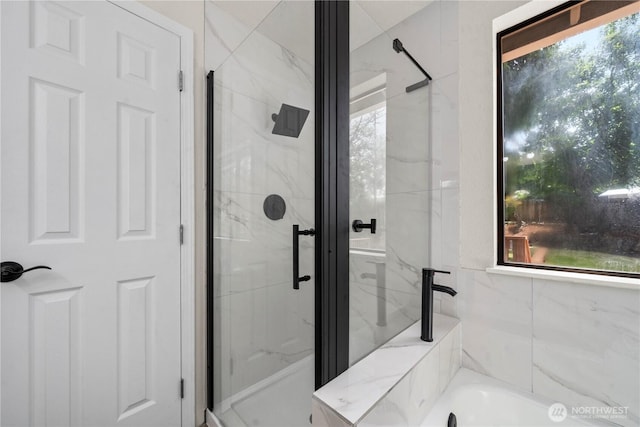 5201 S 298th Ct, Auburn, WA 98001 - full bath featuring a marble finish shower and a bathtub