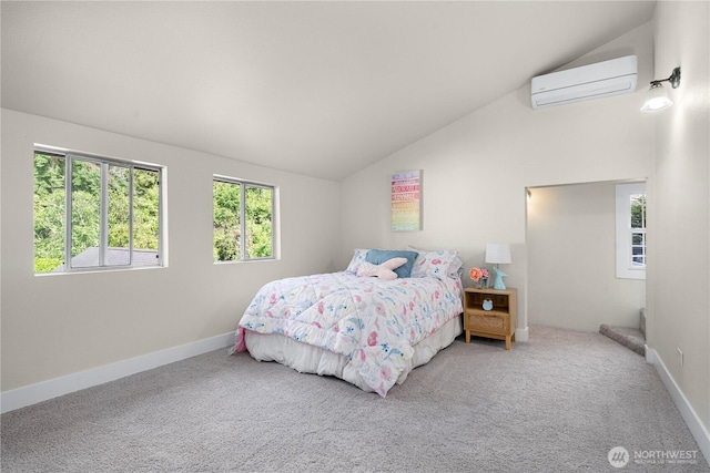 2855 SW 300th Pl, Federal Way, WA 98023 - carpeted bedroom featuring a wall mounted AC and vaulted ceiling