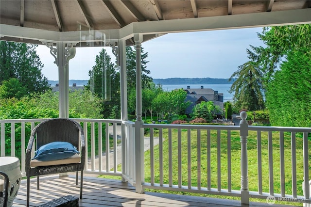 2855 SW 300th Pl, Federal Way, WA 98023 - deck with a lawn and a water view