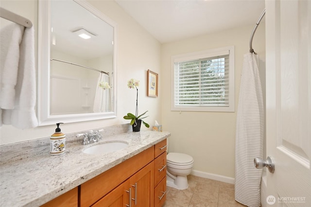 3722 27th Pl W Unit 301, Seattle, WA 98199 - full bathroom with vanity, tile patterned flooring, and curtained shower