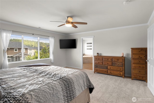 902 Van Ogle Ln NW, Orting, WA 98360 - bedroom with ornamental molding, carpet flooring, ceiling fan, and ensuite bathroom