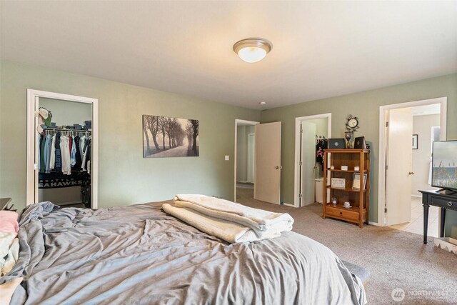 6725 159th St E, Puyallup, WA 98375 - bedroom with a walk in closet, carpet floors, a closet, and ensuite bathroom