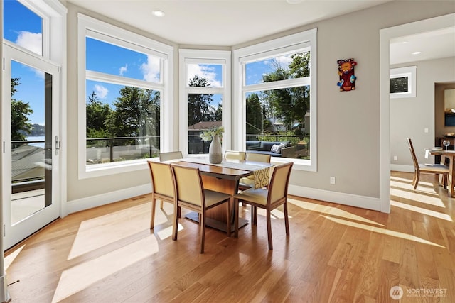 8246 W Mercer Way, Mercer Island, WA 98040 - dining room featuring plenty of natural light, light wood finished floors, and recessed lighting