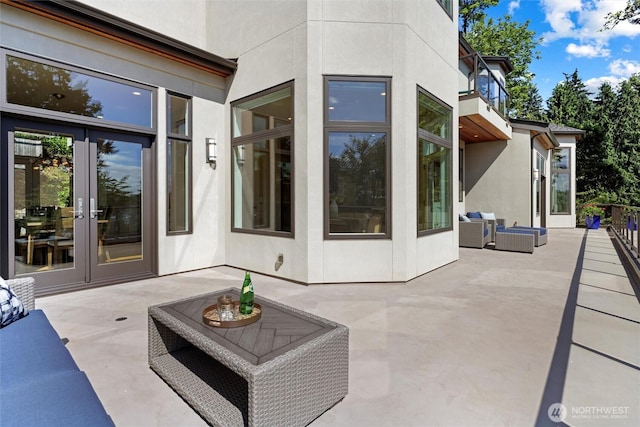 8246 W Mercer Way, Mercer Island, WA 98040 - view of patio featuring french doors and an outdoor living space