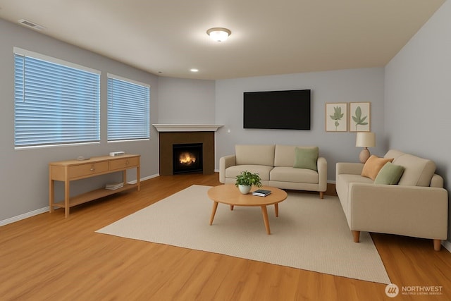2117 197th Street Ct E, Spanaway, WA 98387 - living area with wood finished floors and a warm lit fireplace