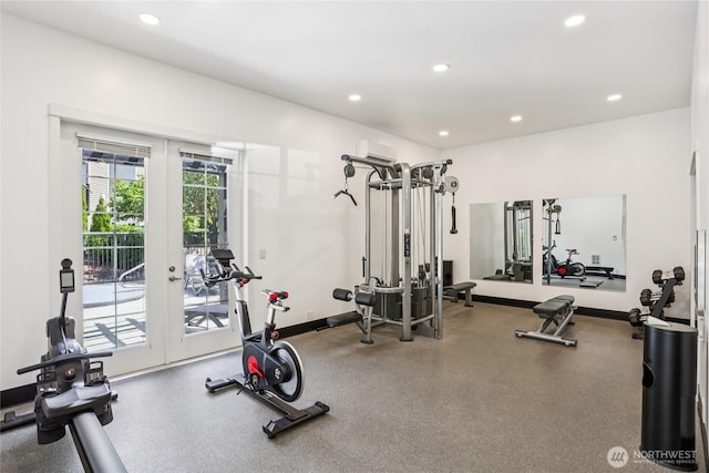 916 3rd Ave Unit A104, Kirkland, WA 98033 - exercise room featuring french doors and recessed lighting