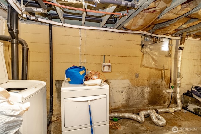5229 S Thompson Ave, Tacoma, WA 98408 - unfinished below grade area featuring separate washer and dryer