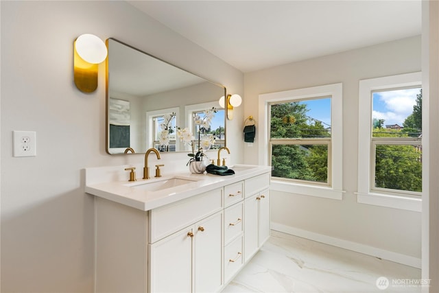157 26th Ave, Seattle, WA 98122 - full bathroom featuring marble finish floors and double vanity